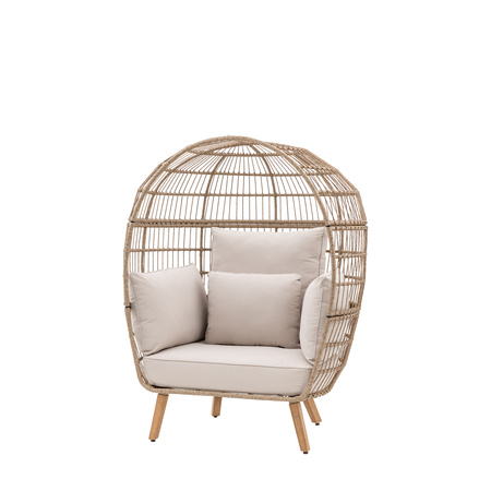 Fotel ogrodowy AVENA Egg Chair – kokon, technorattan, poduszki