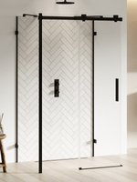 NZ4 Kabina prysznicowa SOFTI BLACK X 1D prostokątna przyścienna L 130x80x200 szkło czyste 8mm Active Shield 2.0