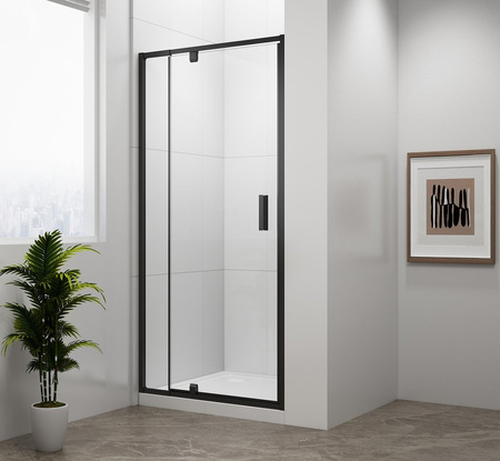 EASY BLACK drzwi prysznicowe obrotowe 880-1020mm, szkło czyste