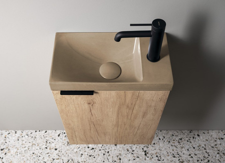 AGOS umywalka betonowa, 40x22cm, lewa/prawa, piaskowy półpołysk