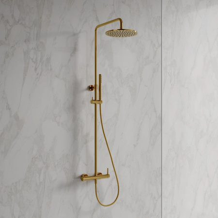 Y system prysznicowy natynkowy, złoty połysk