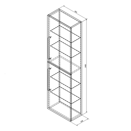 THEIA Szafka wysoka, 40x138x20cm, 2 drzwiczki, lewa/prawa, biała