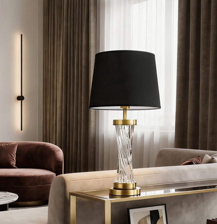 LAMPA NOCNA GLAMOUR CZARNO-MOSIĘŻNA VILLANOVA