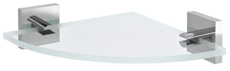 X-SQUARE szklana półka narożna, ćwierćokrąg 200x200mm, chrom/szkło czyste