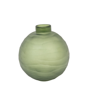 Bevelled Glass Globe Vase Green 160x160x180mm