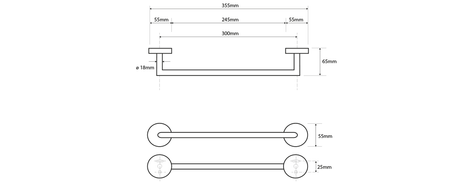 X-ROUND wieszak na ręczniki 300mm, chrom