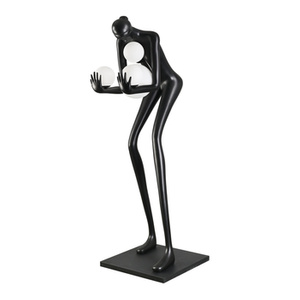 Lampa podłogowa WOMAN-2 BLACK 190 cm czarna figura kobiety z białymi kloszami