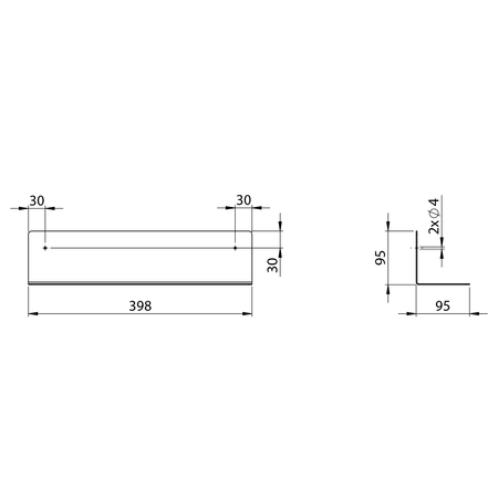 Półka 398x95x95mm, czarny mat