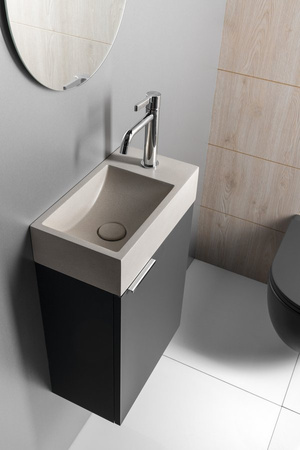 CREST R umywalka betonowa z korkiem, 40x22cm, biały piaskowiec