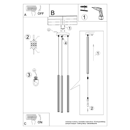 Lampa wisząca ARCHE 3P biała