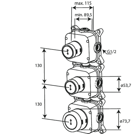 Skrzynka podtynkowa - termostat + zawory odcinające/2-drożne