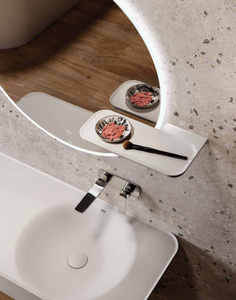 VALET Ceramiczna półka 39,5x20,5 cm do lustra okrągłego JOY prawa biały mat