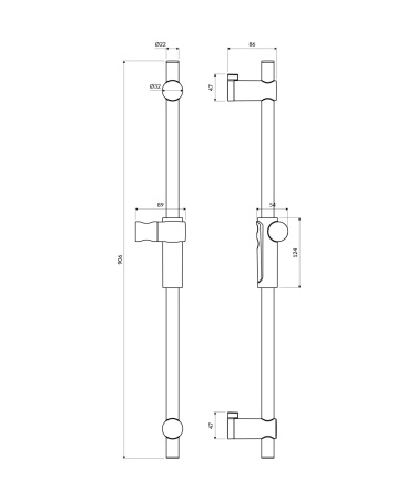 drążek prysznicowy, 91 cm, chrom połysk