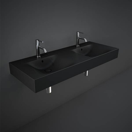 DES Umywalka podwiesz.nablat.121x46cm z otworem czarny mat 