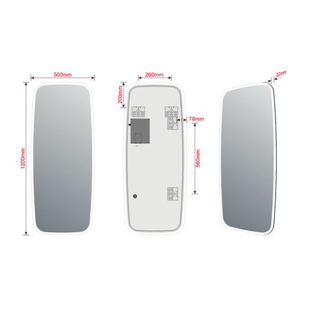 TONG lustro z oświetleniem LED 50x120cm