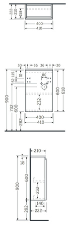 Zestaw PETIT Umywalka okrąg blatP, szafka JOY EGY
