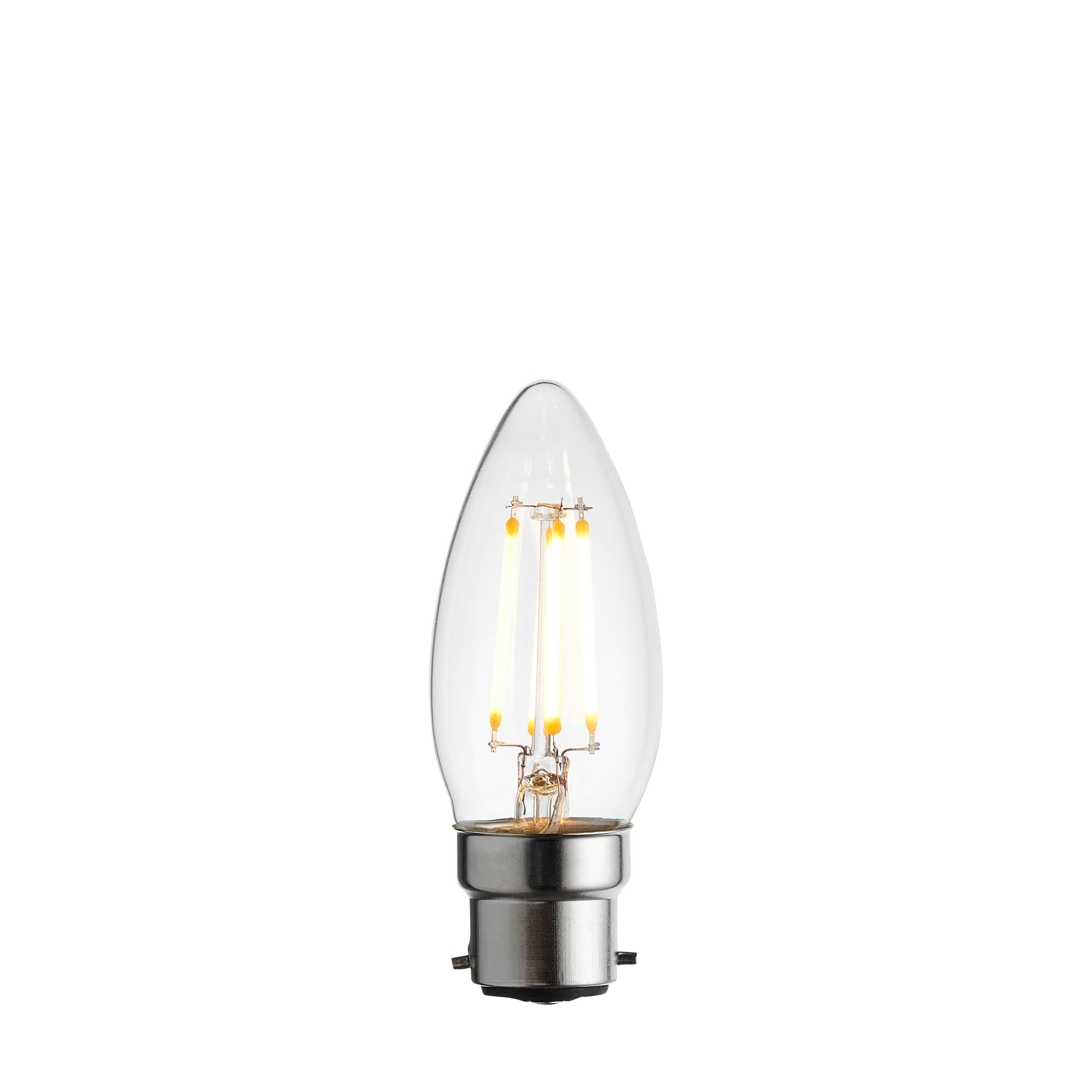 Żarówka LED – przezroczysta, B22 świeczka, 118 K, 3,5 × 3,5 × 9,2 cm