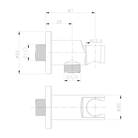 Przyłącze kątowe z uchwytem prysznica, złoty szczotkowany