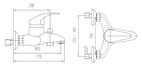 KASIOPEA bateria wannowa ścienna, chrom