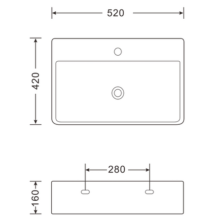 NEASA umywalka ceramiczna nablatowa 52x42cm, biały