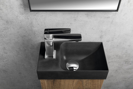PICCOLINO umywalka betonowa, 30,8x17cm, bateria z lewej strony, antracyt mat