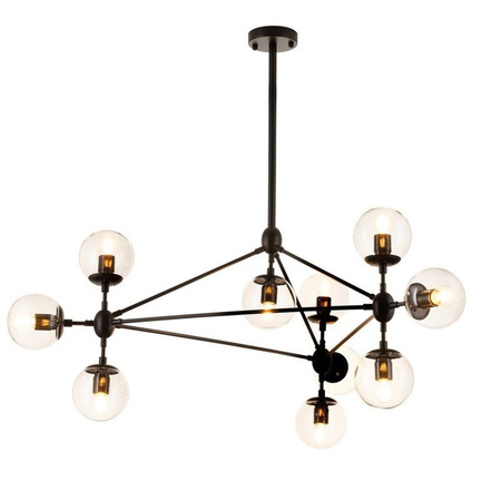 Lampa wisząca ASTRIFERO-10, 90 cm -  transparentno czarna