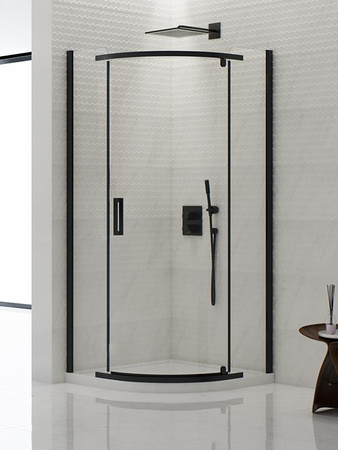 KABINA NEW KOMFORT BLACK PÓŁOKRĄGŁA U 80x80x195 CZYSTE 6mm ACTIVE SHIELD