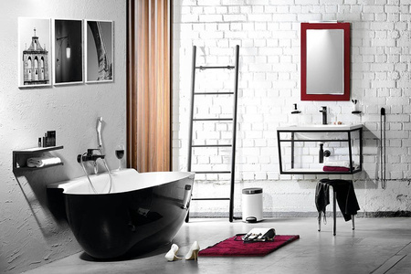 NIGRA wanna wolnostojąca, kompozyt,158x80x45cm, czarna/biała