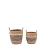 Woven Storage Basket Contrast Stripe S/2 D340mm