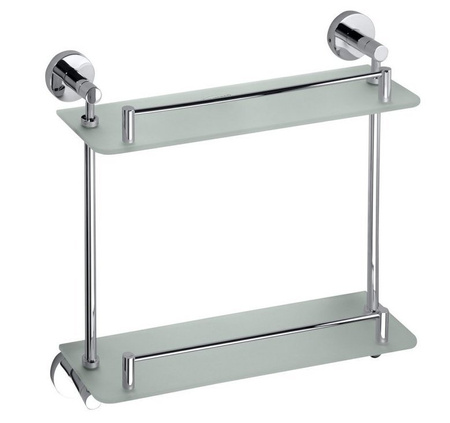 X-ROUND E półka szklana podwójna 400mm, chrom