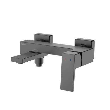 Bateria wannowa ścienna z przełącznikiem natrysku i ruchomą wylewką, gray metal