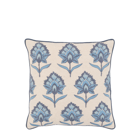 Fleur Embroidered Cushion Ink Blue 450x450mnm