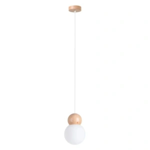Lampa wisząca PEKKA 1 biała/naturalne drewno