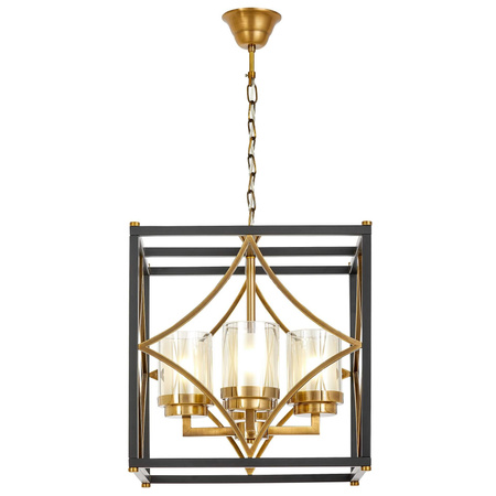 LAMPA WISZĄCA LOFT CZARNO-MOSIĘŻNA QUADRATO