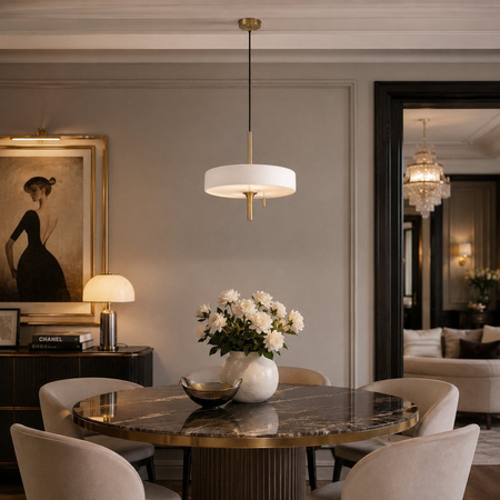 Lampa wisząca ARTDECO 35 cm - biało - złota do salonu