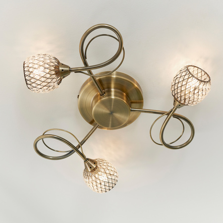 Aherne 3 Ceiling Lamp Antique Brass