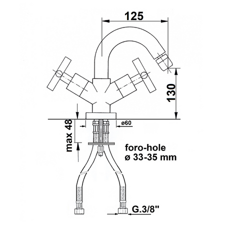 AXIA bateria bidetowa, chrom