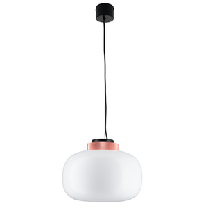 Lampa wisząca BOOM 35 cm - LED, klosz biały, wykonczenie miedziane