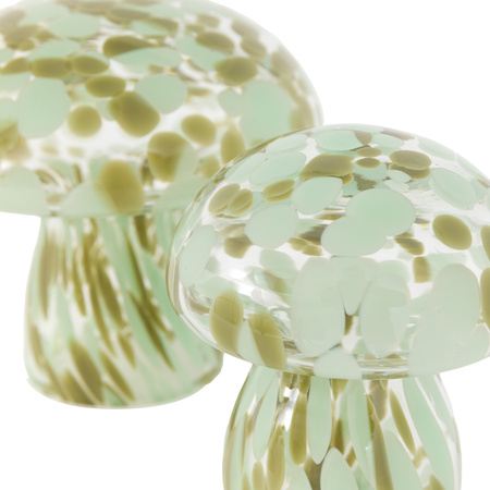 Confetti Glass Mushrooms Set of 2 Forest Green