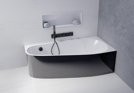 PROJEKTA R MONOLITH wanna narożna 156x77x60cm, biały/czarny