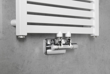 TWIN zestaw przyłączeniowy zespolony, rozstaw 50 mm, chrom