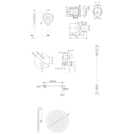 LUKA zestaw prysznicowy z baterią podtynkową, 2 wyjścia, chrom