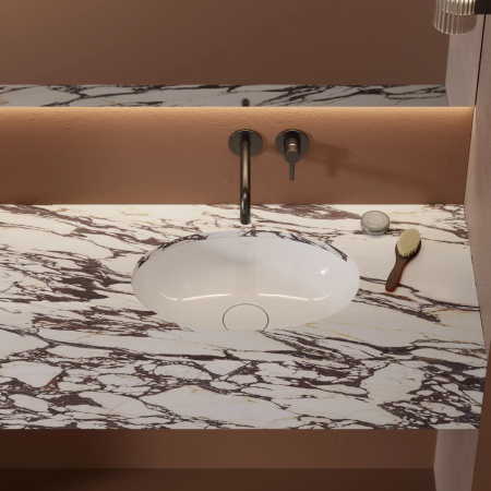 SHELL M+ umywalka podblatowa, 48 x 31 cm, biały połysk