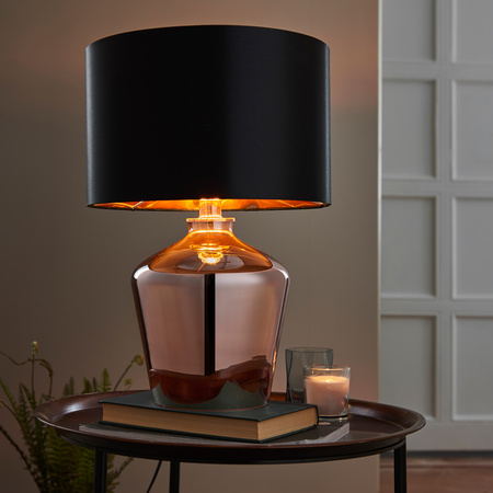 Lampa stołowa Waldorf – czarna / miedziana, 32 × 32 × 47 cm