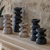 Azuaga Marble Candlestick Sandstone S/2 100/150mm