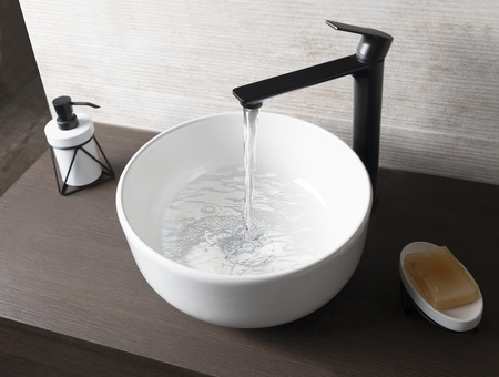 EMMI umywalka ceramiczna nablatowa, Ø 33cm, biały