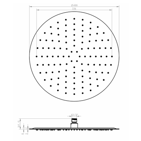 SLIM deszczownia, średnica 400mm, stal nierdzewna polerowana