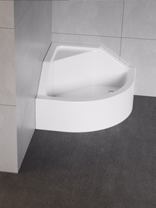 Brodzik prysznicowy ANGUS z siedziskiem 90x90x29 półokrągły R55, fi 52, podstawa stelaż, gł 19cm