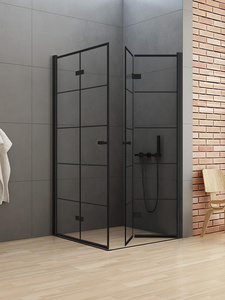 KABINA NEW SOLEO BLACK PROSTOKĄTNA U 90x80x195 KRATKA - CZYSTE 6mm ACTIVE SHIELD