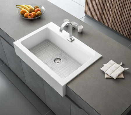 ARYA zlewozmywak ceramiczny otwór na baterię 86x62cm, biały